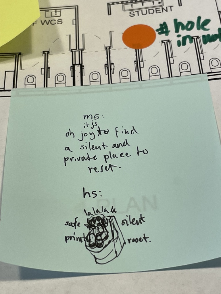 handwritten note reading oh it is a joy to find a silent and private place to reset